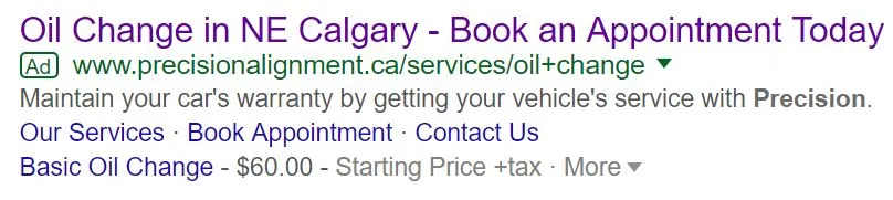 Price Extension Ad