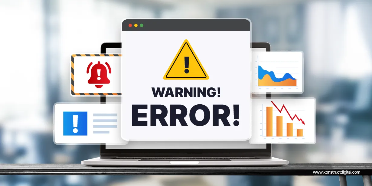 A computer with 5 warning and alert pop-ups.