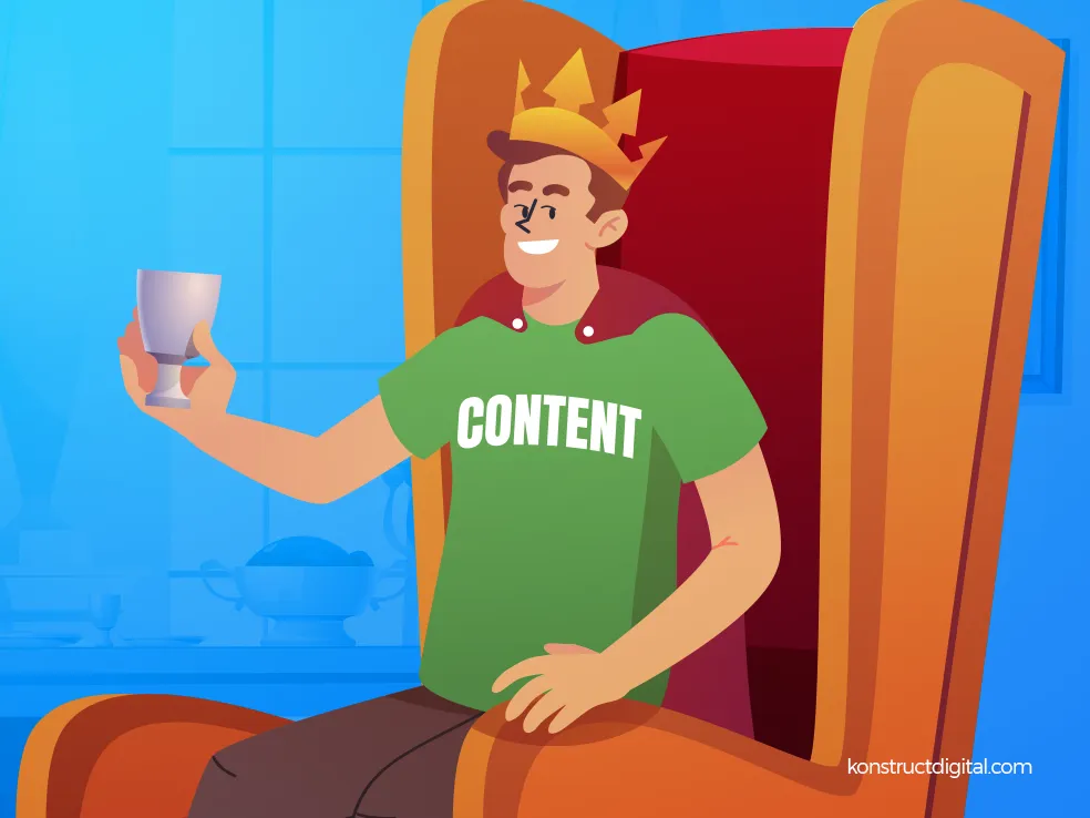 A king wearing a shirt that says "CONTENT"