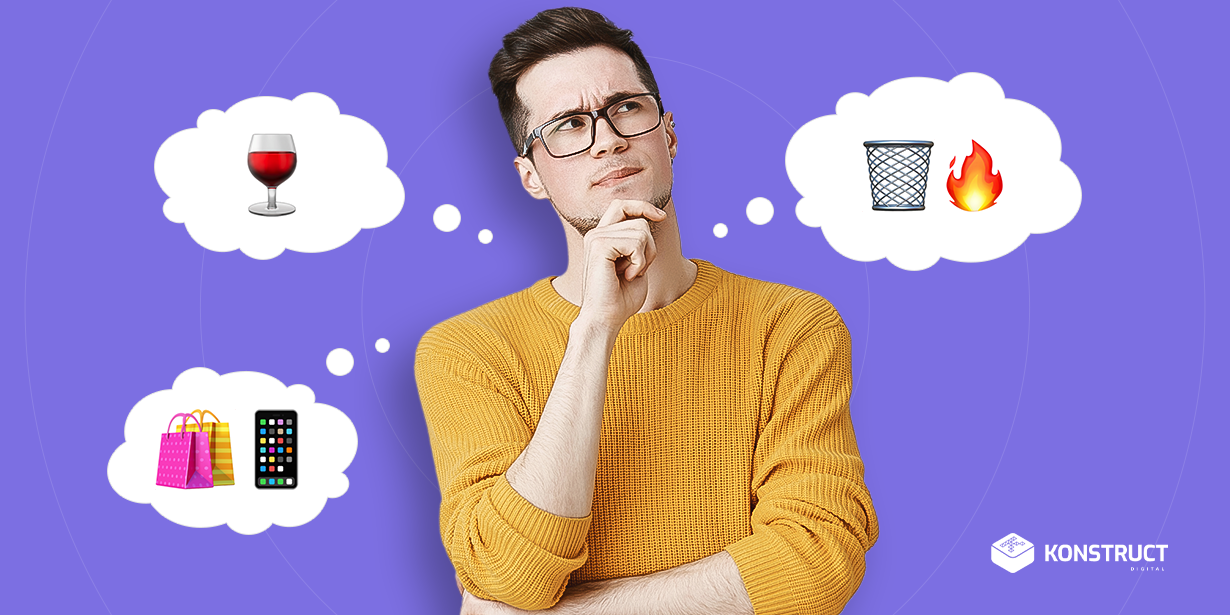 A man thinking about different emojis