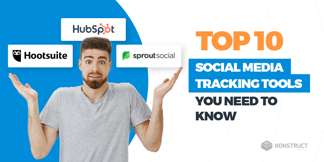 A confused person with their hands up, with the text ‘Top 10 Social media tracking tools you need to know’