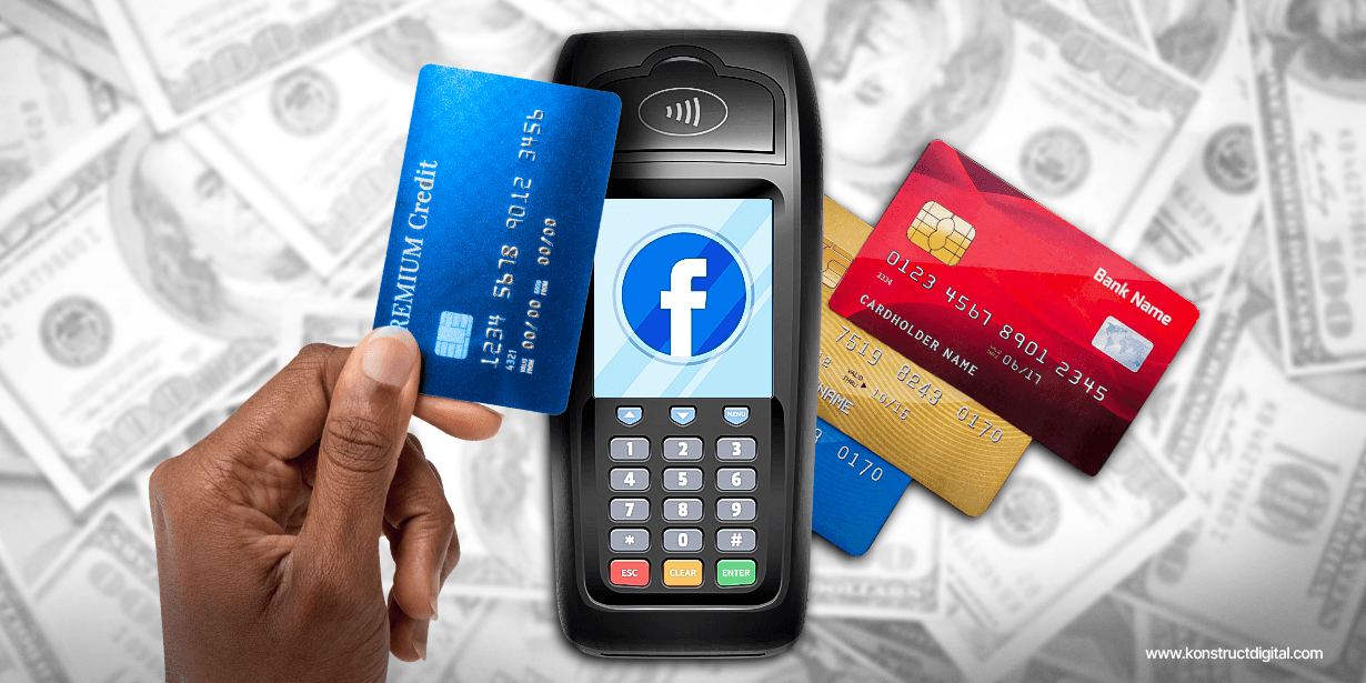 Person going to tap their credit card on a payment terminal that has the Facebook logo on the screen.