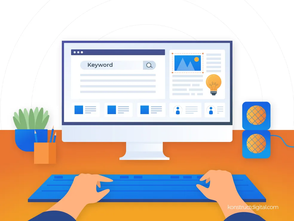 Person beginning their initial keyword research process on their computer. 