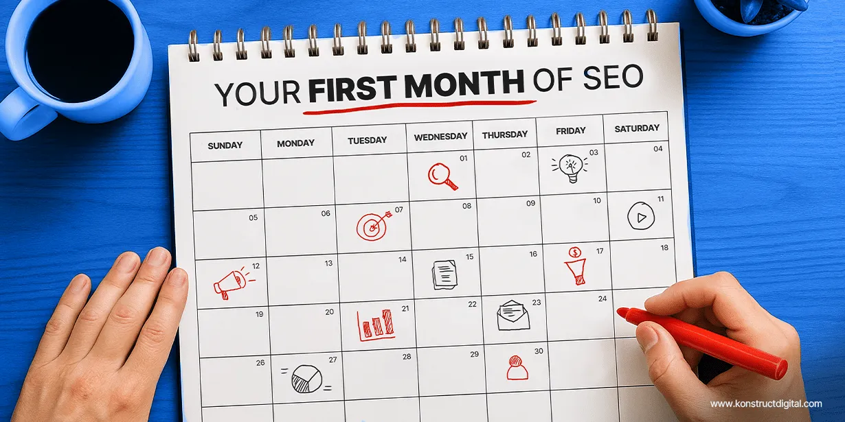Calendar page representing the 1st month of SEO