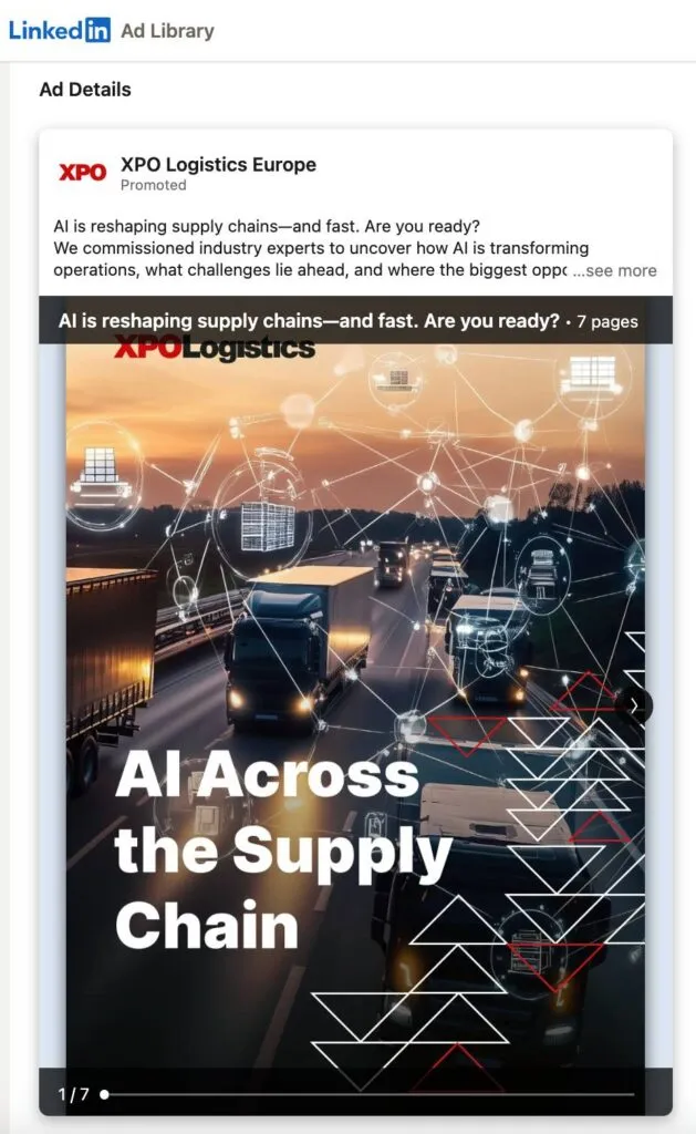 Picture of XPO’s zero-click content on AI across the supply chain