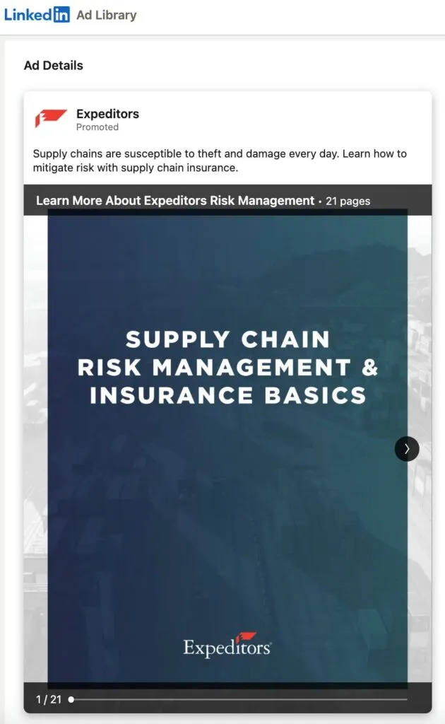 Picture of Expeditors’ zero-click content on supply chain management
