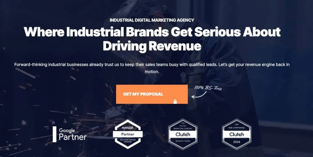 A screenshot of Konstruct Digital’s manufacturing marketing services page.