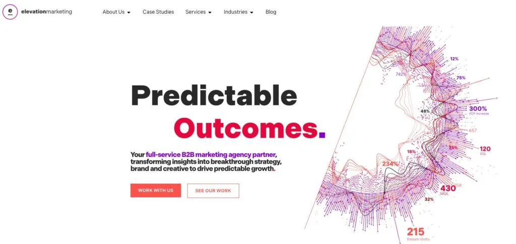A screenshot of Elevation Marketing’s homepage.