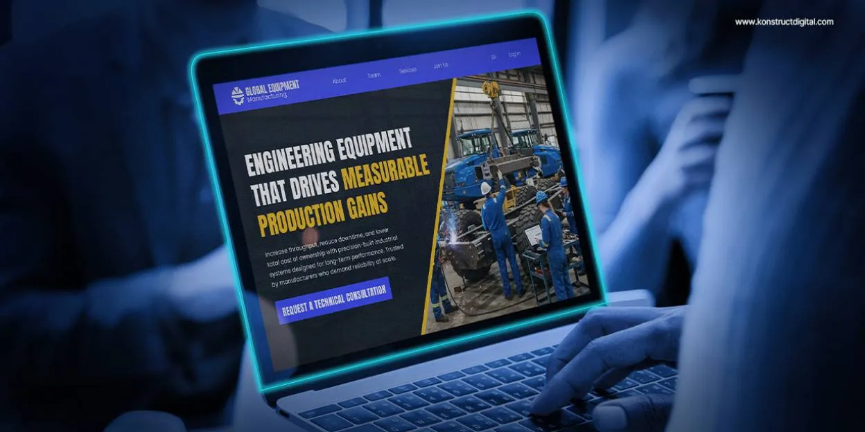 An industrial machine converting blue data dashboards and analytics into a stream of gold coins on a factory-style production line.