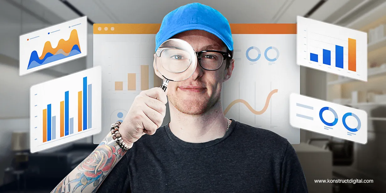 A man holding magnifying glass while analyzing SEO competitor
