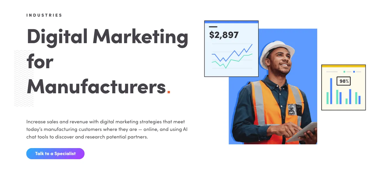 Screenshot of Vital Design landing page.