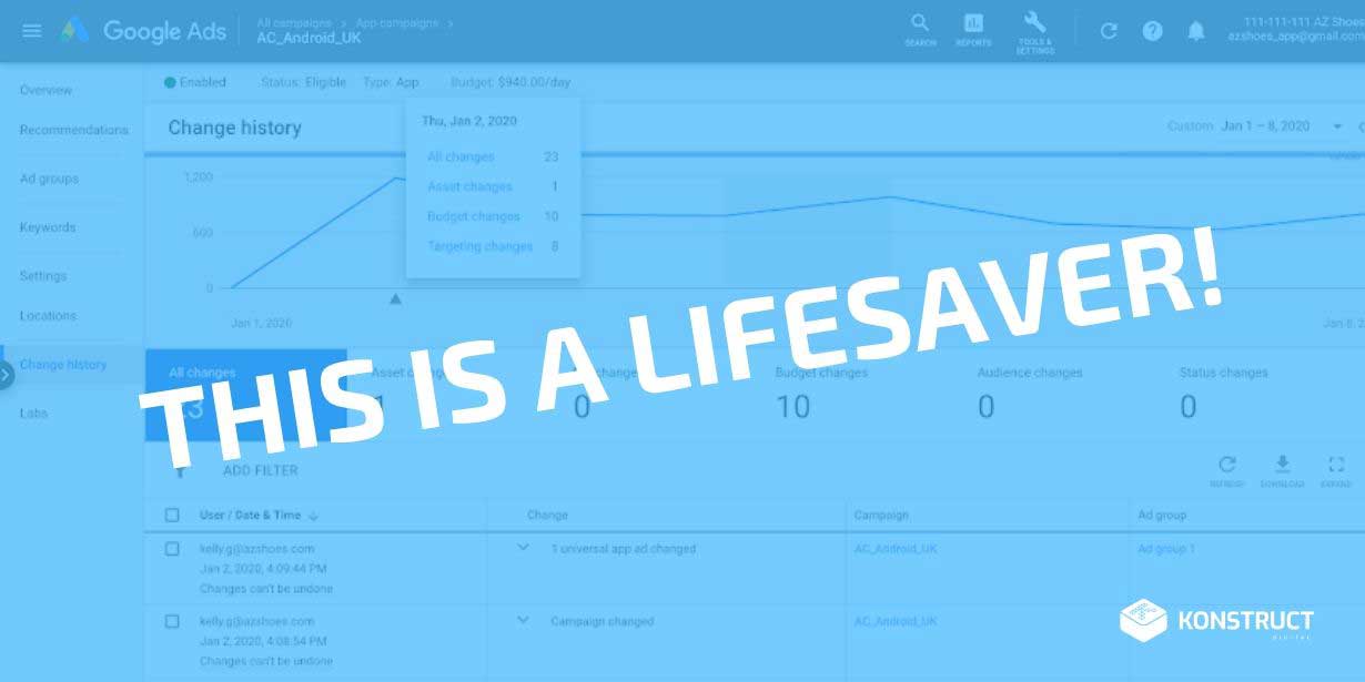 Updates to The Google Ads Change History Report