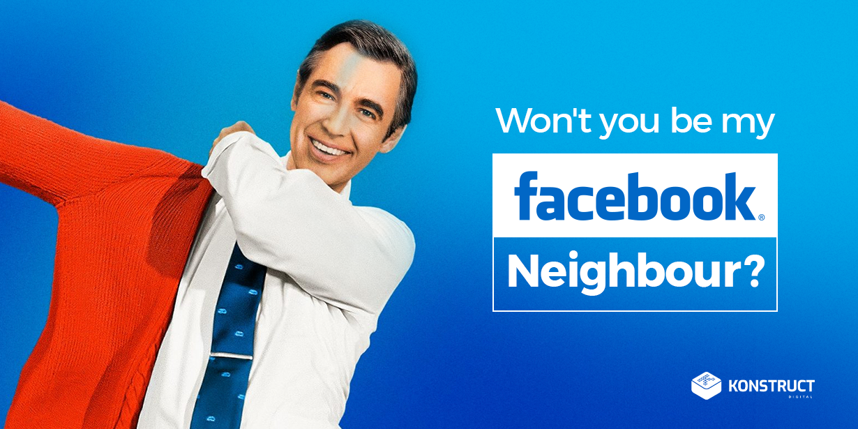 Mr. Rogers and the title: "Won't you be my Facebook Neighbour?