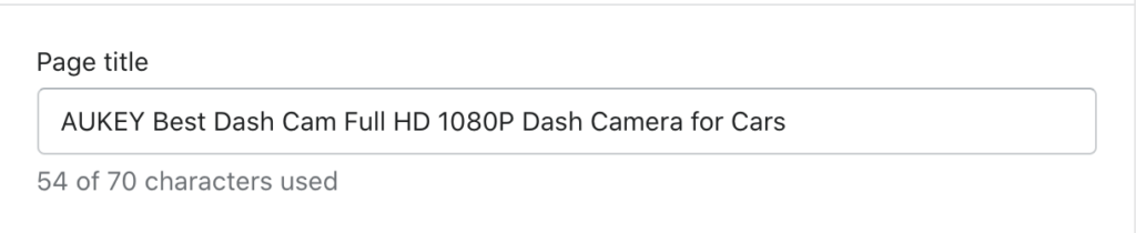 Page title that says "AUKEY Best Dash Cam Full HD 1080P dash Camera for Cars"
