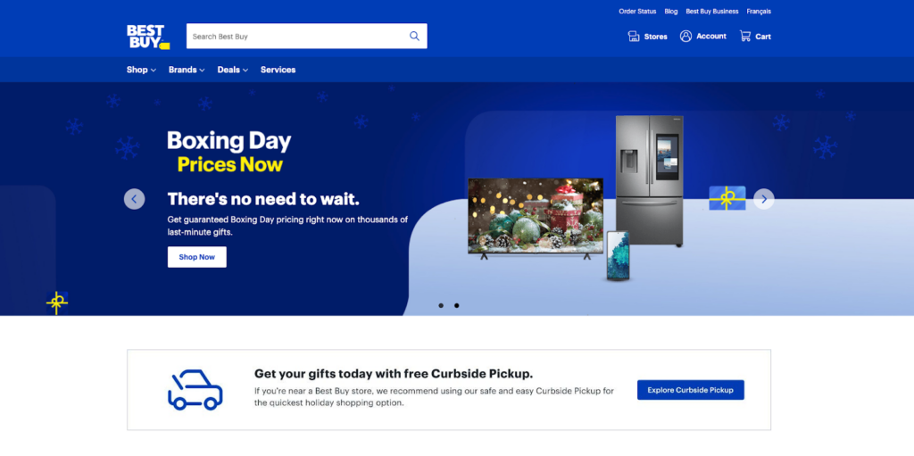 Best Buy homepage with search box