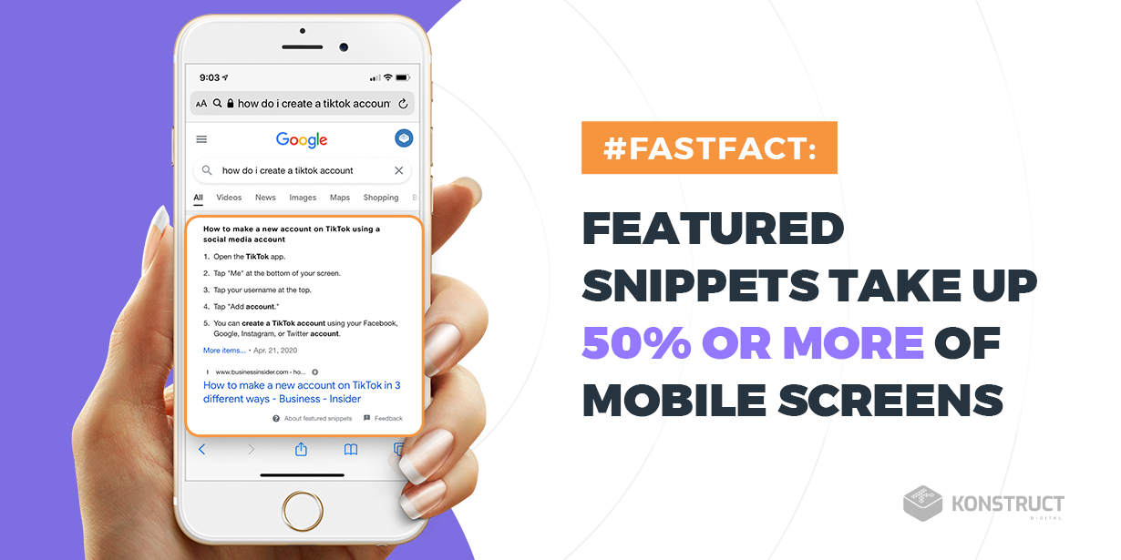 #Fastfact: Featured snippets take up 50% or more of mobile screens