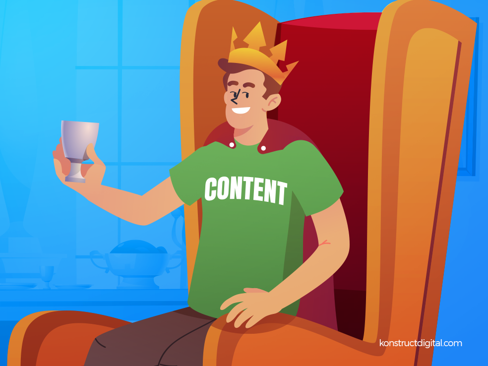 A king wearing a shirt that says "CONTENT"
