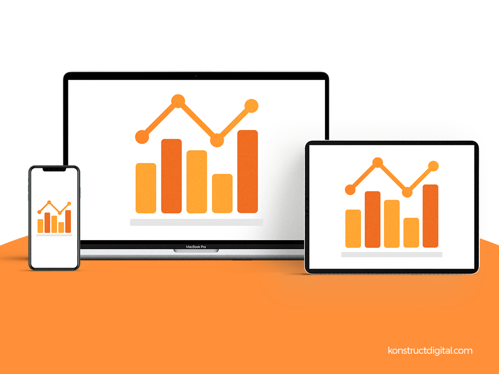 Graphs on an smartphone, laptop, and tablet