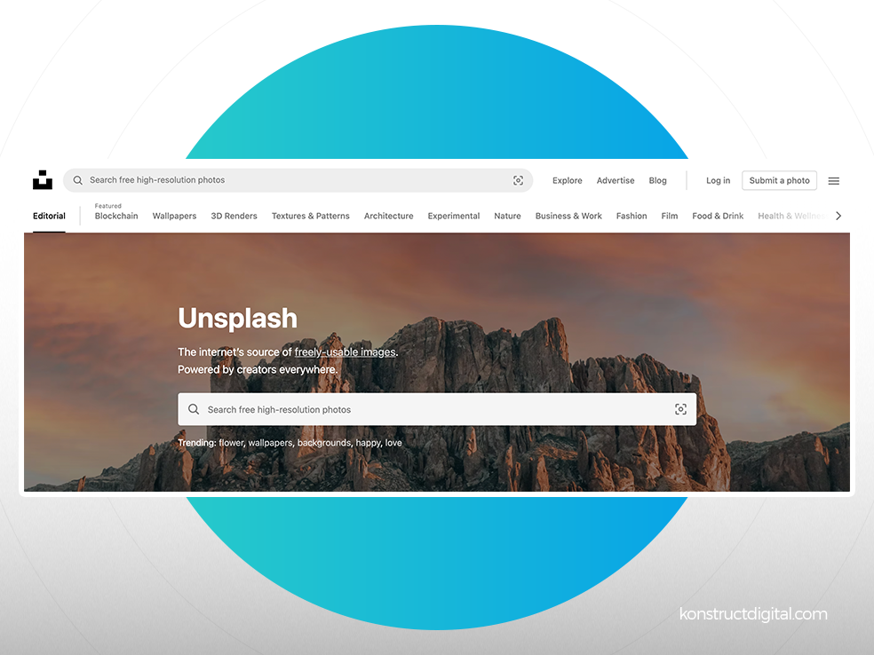 Unsplash homepage