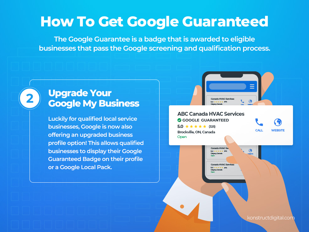Step 2 to getting Google guaranteed with a local listing with a Google Guarantee. 